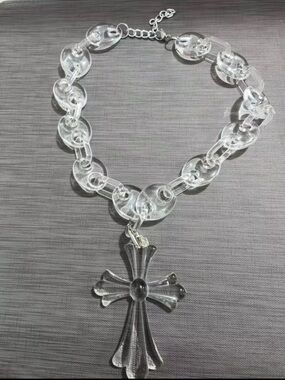 Clear Acrylic Cross Pendant Necklace - Women Jewelry